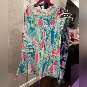 Lilly Pulitzer Girls Size 7 shift dress Beach and Bae print